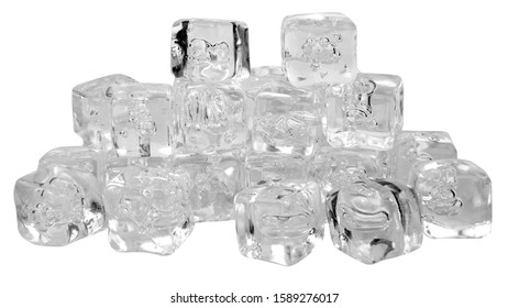 Many ice cubes isolated on a white background. - Shutterstock ID 1589276017