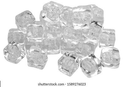 Many ice cubes isolated on a white background. - Shutterstock ID 1589276023