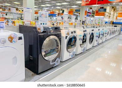 Many kinds of front door washing machines in the showroom of Homepro supermarket in Huahin Thailand May 20, 2018