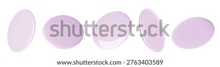 Many lavender button badges isolated on white, set