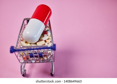 Many Medicines As Mail Order Pharmacy Concept In Shopping Cart