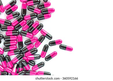Many medicines pills capsules background