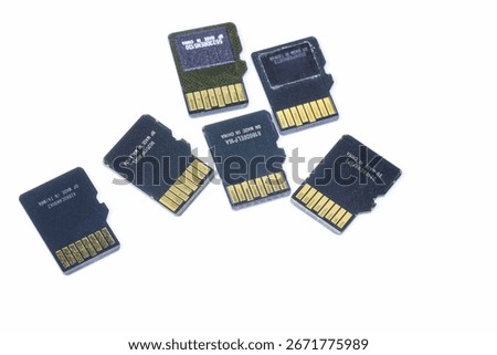 Many micro sd card or TransFlash isolated on white background.