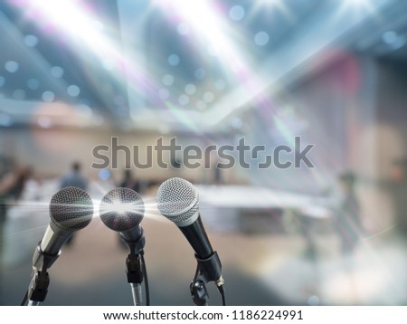 Image, Stock Photo The microphone on stage before the artist performance