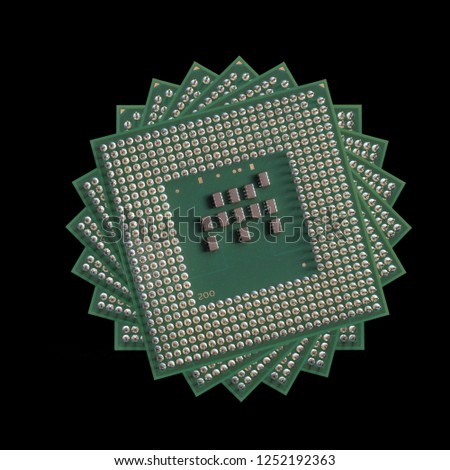 Many microprocessor top on the each other overlapping