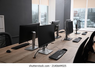Many modern computers in open space office