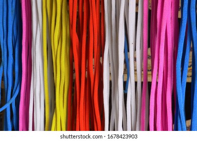 Many multi colored threads of a wool for design background. Texture of colored thread. Concept of Weaving, hobby image.