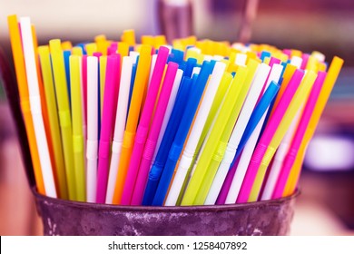 many multi-color tubules for a cocktail, Background of colorful tubules