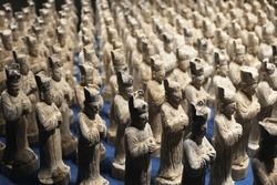Many Old Ancient Chinese Statues In Ming Dynasty. Cultural Relic In China