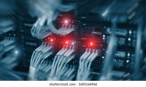 Many optical cables connected to the data center.