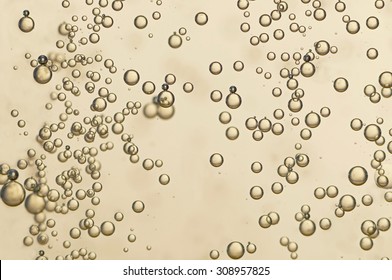 Many oxygen bubbles flowing in clear water