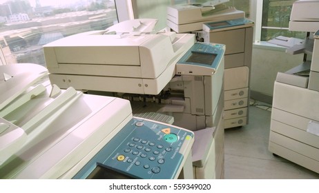 Many  Photocopier In The Room Of Office