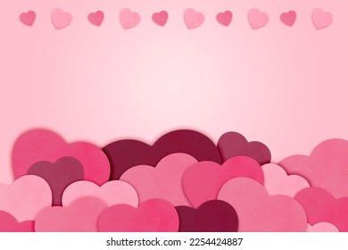 Many pink and purple hearts background for Valentines Day, Mother's Day or love anniversary, love social media background