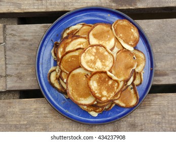 Many Pity Pancakes In Blue Dish