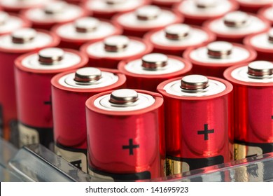 Many Red AA Batteries In A Row