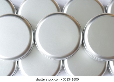 Many Round Tin Boxes From Top View