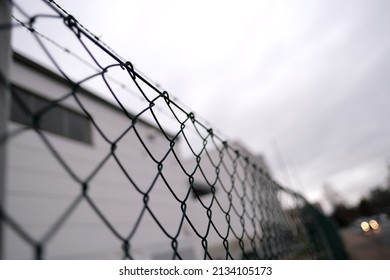 Many Rows Of Barbedwire, Wire Mesh, Barbed Wire Fence On Top, Building For Execution Of Punishments For Criminals, Concept Prison, Security Zone, Symbol Of Bondage, Hopelessness Of Captivity