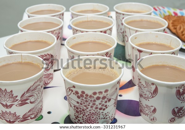 Many Rows Paper Cups Tea Milk Stock Photo Edit Now 331231967