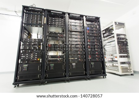Many servers in a data center