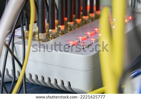 many sim cards are inserted into the gsm gateway. There is a device for ip telephony in the server room of the data center