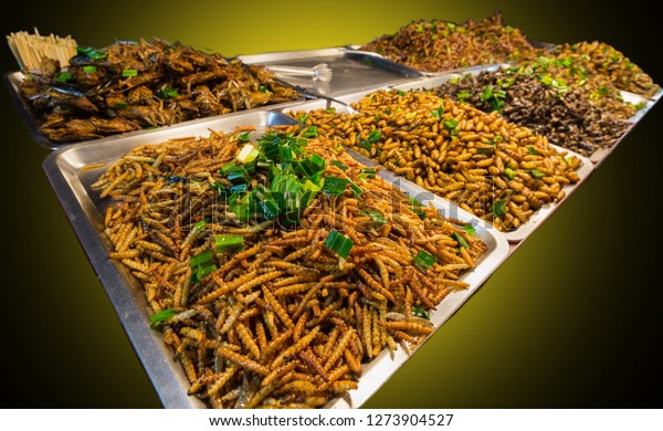 Many Small Fried Insects Night Market Stock Photo Edit Now