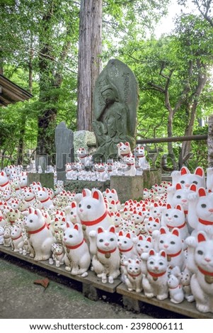 Many small and large cat statues at Gotokuji Temple, Tokyo's Maneki Neko 'Lucky Cat' Temple. Daikeizan Gōtoku-ji is a Buddhist temple located in the Gōtokuji district of Setagaya ward, Tokyo, Japan. 