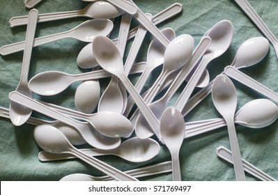 Many Small Plastic Spoon