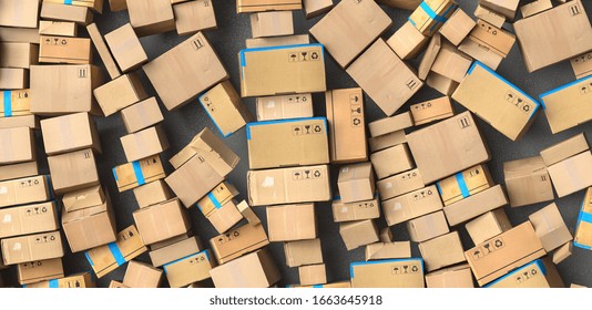 Many stacked boxes and boxes when moving, delivery concept image