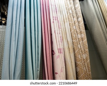 Many Styles Of Curtains In A Home Decoration Store.