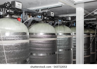 Many tanks for water treatment in the shop