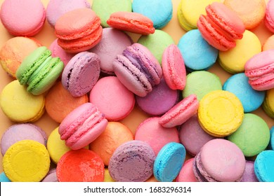 Many Tasty Macarons As Background