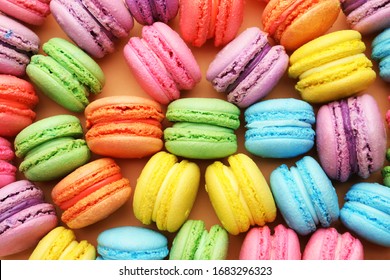 Many Tasty Macarons As Background