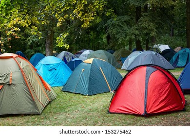 Many Tents At A Festival Campsite 