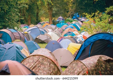 Many Tents At A Festival Campsite 