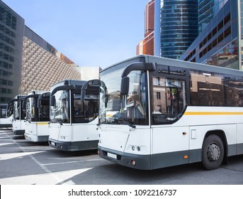 Many Tourist Buses At The Bus Station In The City