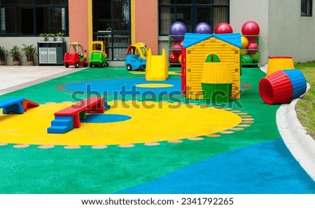 Many toys on the playground in a kindergarten