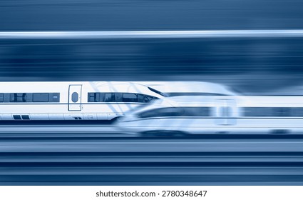 Many trains going back and forth - High-speed train of China railway from Luoyang in Beijing, China