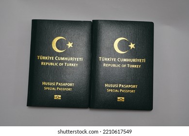 Many Turkey Green Passports On A White Background