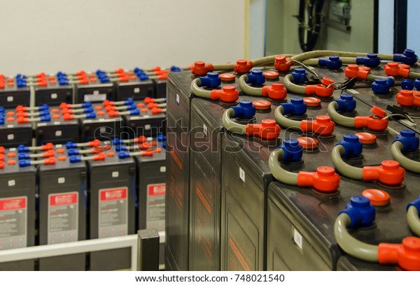 Many types of\
batteries in the battery\
room.