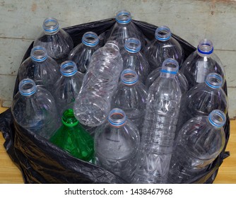 Many types of recycled plastic garbage bottles