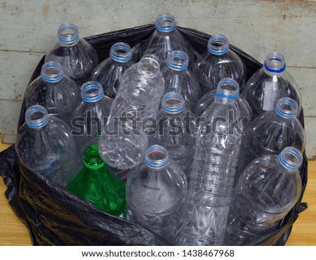 Many types of recycled plastic garbage bottles