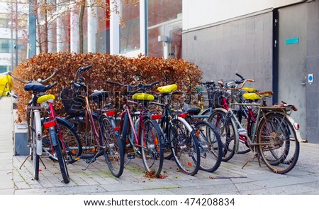 Image, Stock Photo Red bicycle luggage rack and rear light