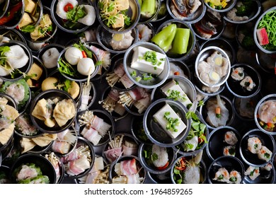 Many Varieties Of Dimsum For People Select And Buy At Local Street Food Restaurant In Songkhla, Thailand