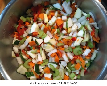 Many Vegetables Chopped Up In An Instant Pot,