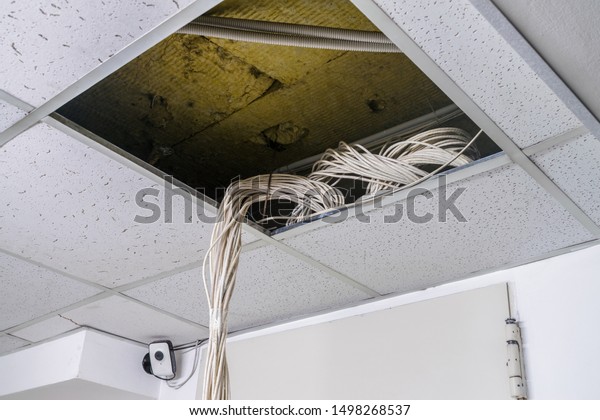 Many Video Wires Hang Broken Ceiling Stock Photo Edit Now