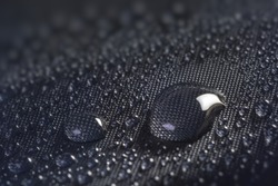 Many Water Drops On Waterproof Impregnated Fabric.