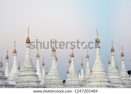 Many White Pagoda stack scene of sandamuni pagoda temple at Mandalay , Myanmar ( Burma )