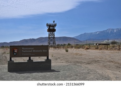 Manzanar California 4-24-2022 Sign for Manzanar Historic Site which was a Japanese internment cap during World War 2