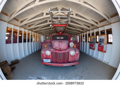 Manzanar National Historic Site, California, USA - November 15, 2018: An Antique Fire Truck On Display