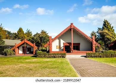 Maori Traditional Wooden Carving, Marae, New Zealand Culture. High Quality Photo